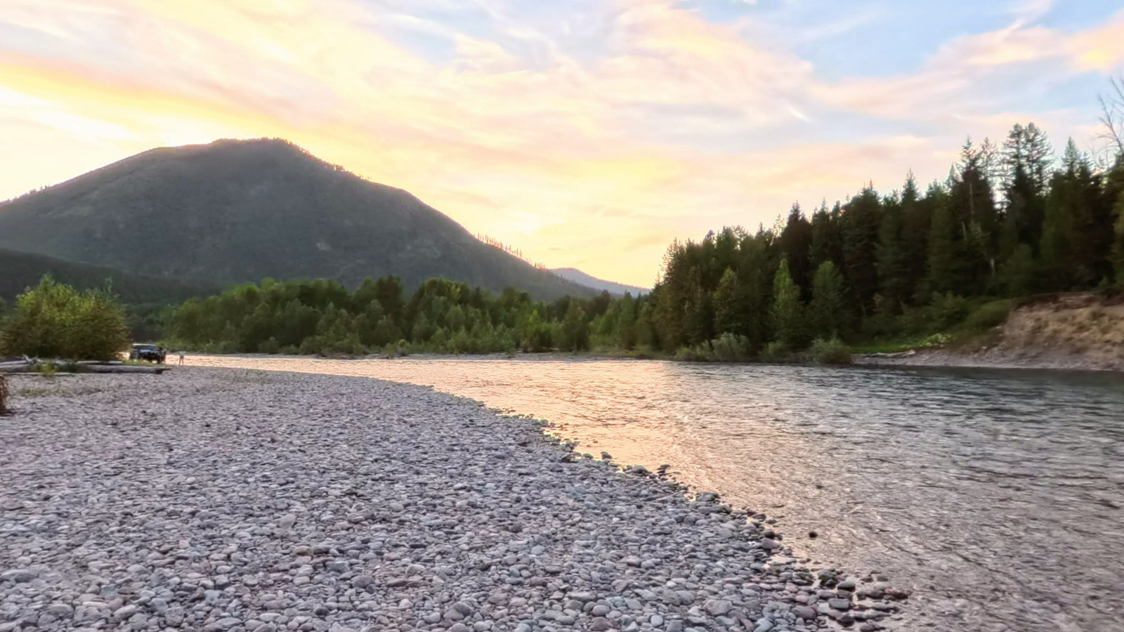 Recorded view from Three Forks of the Flathead — West Glacier Boat Launch
